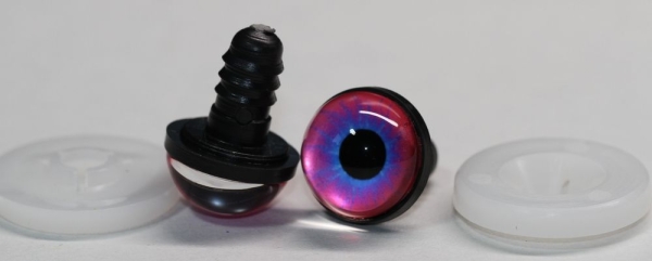 1 Paar 17 mm Sicherheitsaugen Kunststoff mit Glas pink blau
