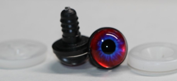 1 Paar 17 mm Sicherheitsaugen Kunststoff mit Glas rot blau