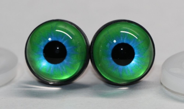 1 Paar 17 mm Sicherheitsaugen Kunststoff mit Glas grün blau