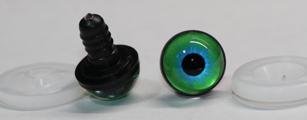 1 Paar 17 mm Sicherheitsaugen Kunststoff mit Glas grün blau