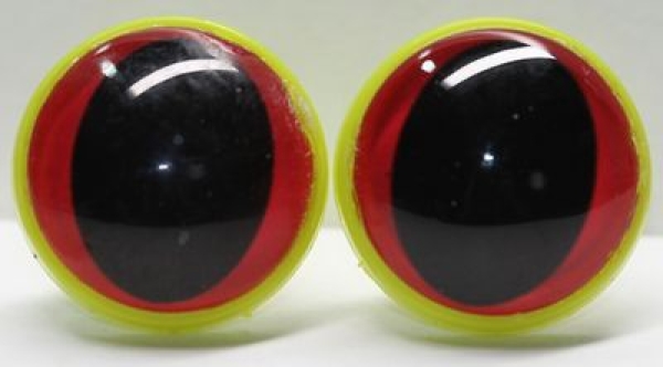 1 Paar 22 mm Sicherheitsaugen Kunststoff mit Glas rot Katze Drache