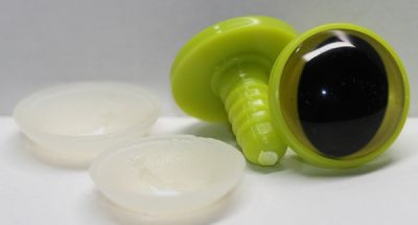 1 Paar 22 mm Sicherheitsaugen Kunststoff mit Glas hellgelb Katze Drache