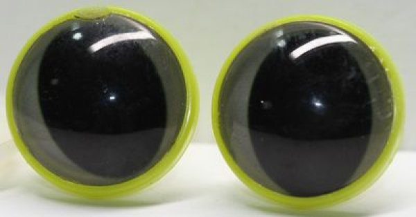 1 Paar 22 mm Sicherheitsaugen Kunststoff mit Glas grau Katze Drache