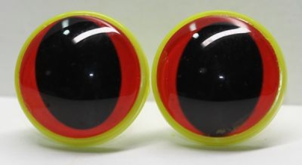 1 Paar 22 mm Sicherheitsaugen Kunststoff mit Glas hellrot Katze Drache