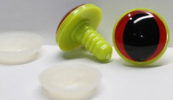 1 Paar 22 mm Sicherheitsaugen Kunststoff mit Glas hellrot Katze Drache