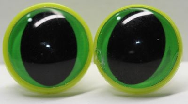 1 Paar 22 mm Sicherheitsaugen Kunststoff mit Glas grün Katze Drache