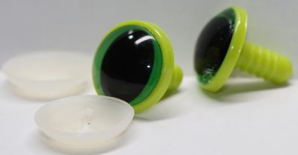 1 Paar 22 mm Sicherheitsaugen Kunststoff mit Glas grün Katze Drache