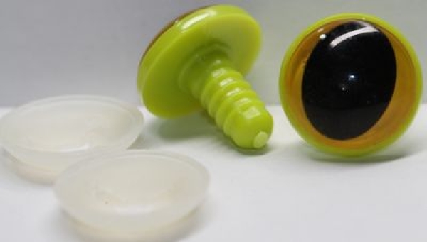 1 Paar 22 mm Sicherheitsaugen Kunststoff mit Glas gelb Katze Drache