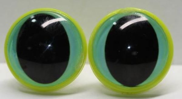 1 Paar 22 mm Sicherheitsaugen Kunststoff mit Glas mint Katze Drache