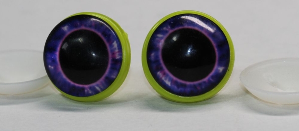 1 Paar 22 mm Sicherheitsaugen Kunststoff mit Glas rosa violett ovale Pupille
