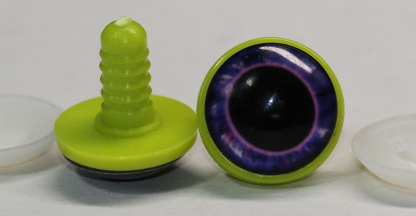 1 Paar 22 mm Sicherheitsaugen Kunststoff mit Glas rosa violett ovale Pupille