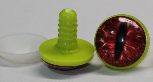 1 Paar 22 mm Sicherheitsaugen Kunststoff mit Glas rot schwarz Katze Drache