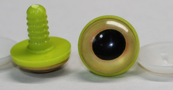 1 Paar 22 mm Sicherheitsaugen Kunststoff mit Glas goldgelb