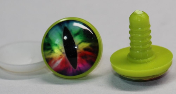 1 Paar 22 mm Sicherheitsaugen Kunststoff mit Glas bunt Katze Drache