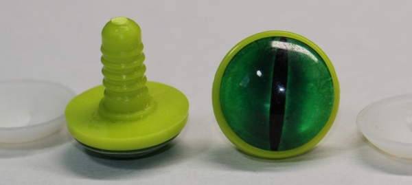 1 Paar 22 mm Sicherheitsaugen Kunststoff mit Glas grün schwarz Katze Drache