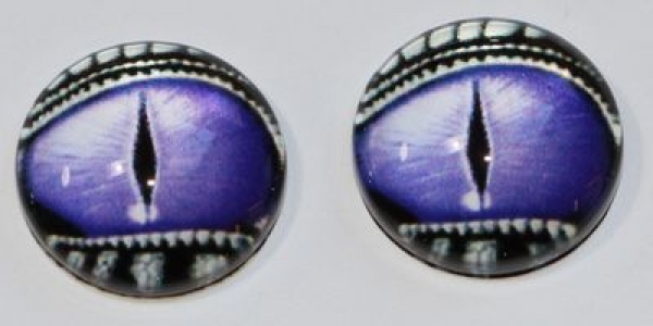 1 Paar Augen Glaslinsen Drache mit Augenlid zum Aufkleben 12 mm purple silber
