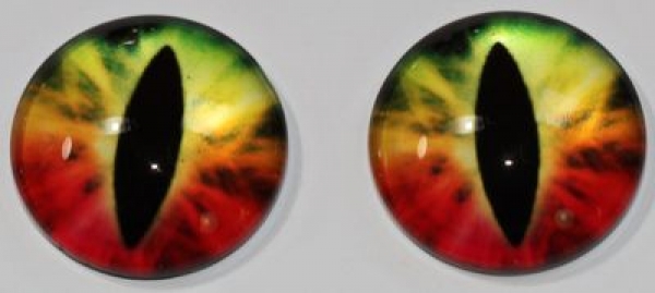 1 Paar Augen Glaslinsen Katze zum Aufkleben 20 mm grün rot gelb