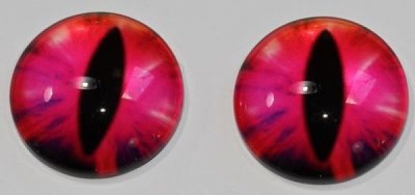 1 Paar Augen Glaslinsen Katze zum Aufkleben 18 mm pink rot