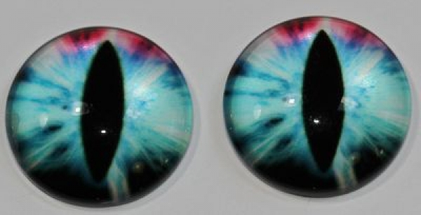1 Paar Augen Glaslinsen Katze zum Aufkleben 18 mm grün blau pink
