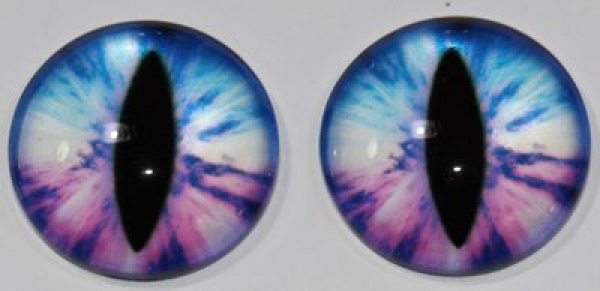 1 Paar Augen Glaslinsen Katze zum Aufkleben 18 mm rosa blau weiß