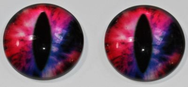 1 Paar Augen Glaslinsen Katze zum Aufkleben 18 mm pink violett