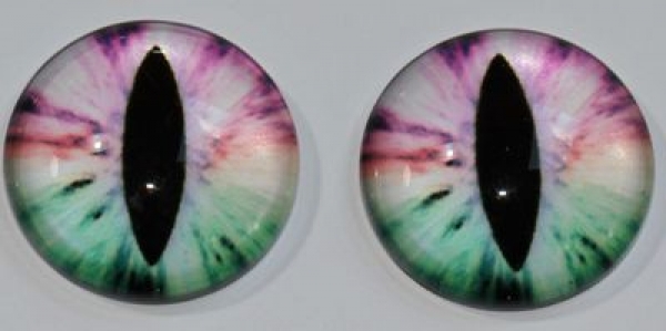 1 Paar Augen Glaslinsen Katze zum Aufkleben 18 mm rosa weiß grün