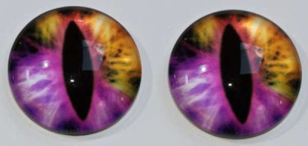 1 Paar Augen Glaslinsen Katze zum Aufkleben 18 mm rosa gelb