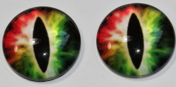 1 Paar Augen Glaslinsen Katze zum Aufkleben 16 mm grün weiß rot