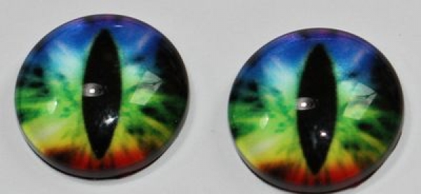 1 Paar Augen Glaslinsen Katze zum Aufkleben 14 mm blau grün gelb rot