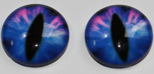 1 Paar Augen Glaslinsen Katze zum Aufkleben 14 mm blau weiß rosa