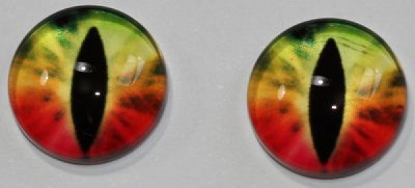 1 Paar Augen Glaslinsen Katze zum Aufkleben 12 mm grün gelb rot