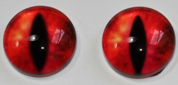 1 Paar Augen Glaslinsen Katze zum Aufkleben 12 mm rot schwarz orange