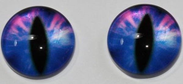 1 Paar Augen Glaslinsen Katze zum Aufkleben 12 mm blau rosa