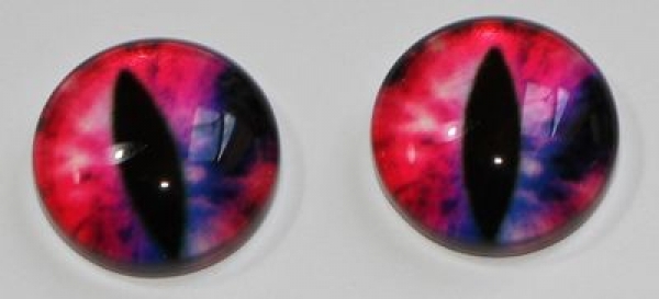 1 Paar Augen Glaslinsen Katze zum Aufkleben 12 mm pink violett