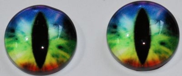 1 Paar Augen Glaslinsen Katze zum Aufkleben 12 mm blau grün gelb rot