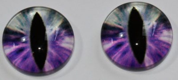 1 Paar Augen Glaslinsen Katze zum Aufkleben 12 mm violett grau