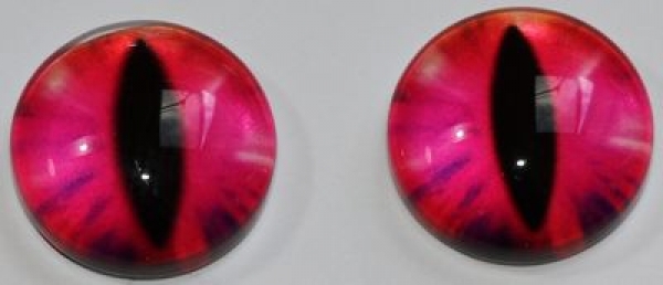 1 Paar Augen Glaslinsen Katze zum Aufkleben 12 mm pink rot