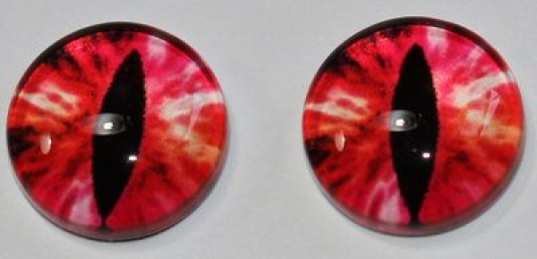 1 Paar Augen Glaslinsen Katze zum Aufkleben 10 mm rot weiß pink