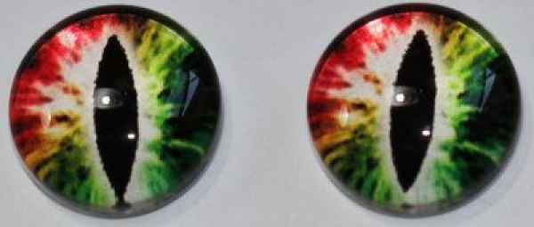 1 Paar Augen Glaslinsen Katze zum Aufkleben 10 mm grün weiß rot