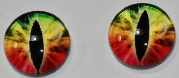 1 Paar Augen Glaslinsen Katze zum Aufkleben 10 mm grün gelb rot