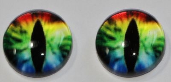 1 Paar Augen Glaslinsen Katze zum Aufkleben 10 mm blau grün gelb rot