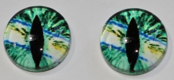 1 Paar Augen Glaslinsen Katze zum Aufkleben 10 mm grün weiß gelb