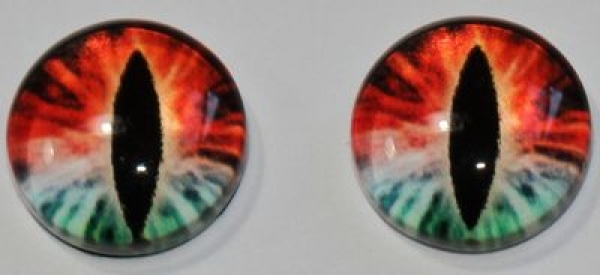 1 Paar Augen Glaslinsen Katze zum Aufkleben 10 mm rot weiß grün