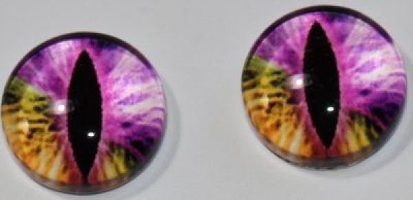 1 Paar Augen Glaslinsen Katze zum Aufkleben 10 mm rosa gelb