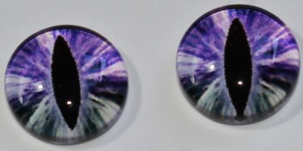 1 Paar Augen Glaslinsen Katze zum Aufkleben 10 mm violett grau