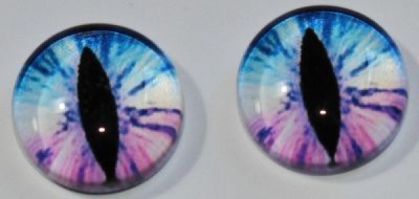 1 Paar Augen Glaslinsen Katze zum Aufkleben 10 mm blau weiß rosa