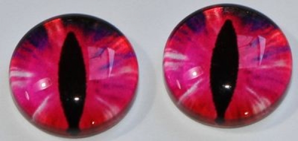1 Paar Augen Glaslinsen Katze zum Aufkleben 10 mm pink rot