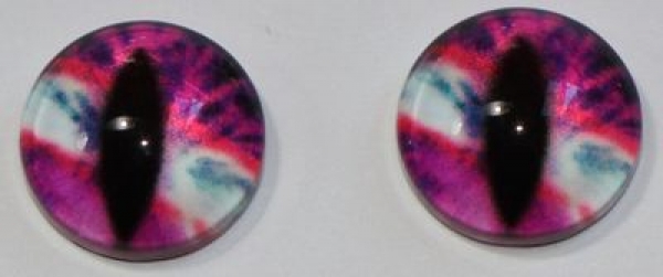 1 Paar Augen Glaslinsen Katze zum Aufkleben 8 mm pink weiß rot