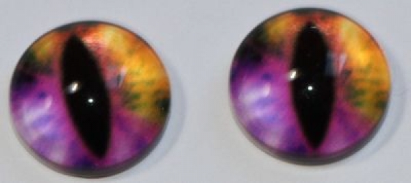 1 Paar Augen Glaslinsen Katze zum Aufkleben 8 mm orange rosa