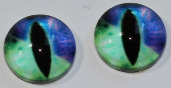 1 Paar Augen Glaslinsen Katze zum Aufkleben 8 mm blau grün